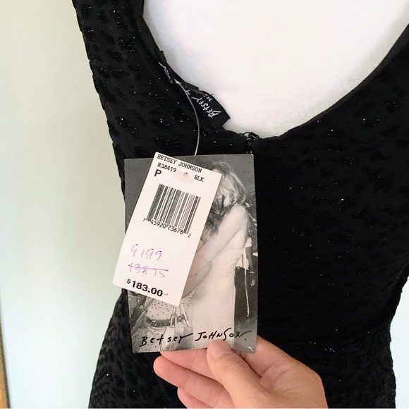 NWT Vintage Betsey Johnson 90s Black Leopard Print Nylon Rayon Glitter Dress XS - Picture 5 of 10